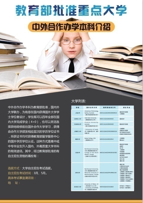 中外合作本科自主招生面向全国招商