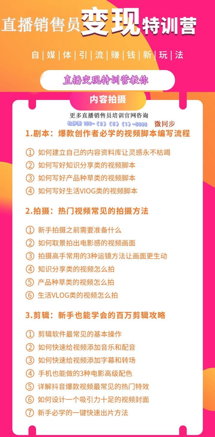 国家新职业技能直播销售员证书线下3天2夜短视频+直播实操特训培训教材大纲
